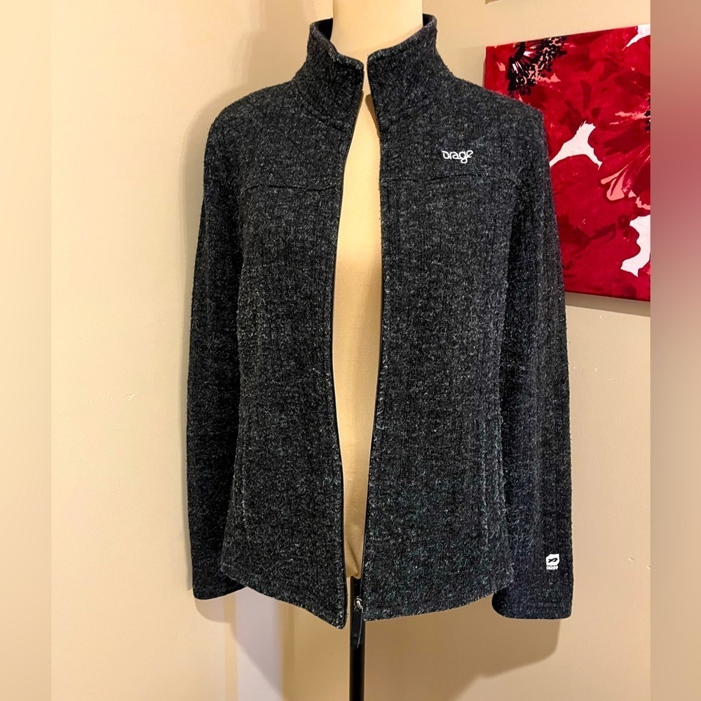 Orage Dark Grey Ski Softshell Jacket Full Zip Mock Neck, size Large